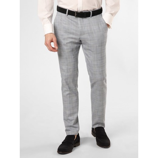 Finshley & Harding London Męskie spodnie od garnituru modułowego Mężczyźni Slim Fit niebieski w kratkę ze sklepu vangraaf w kategorii Spodnie męskie - zdjęcie 154457972