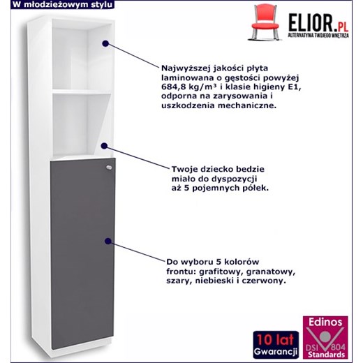 Regał młodzieżowy z grafitowym frontem Timi 10X - 5 kolorów Elior One Size Edinos.pl