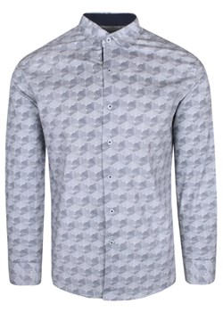 Koszula Biało-Granatowa w Kółka, Koła, Geometryczny Wzór, Męska Długi Rękaw, Slim Fit -TO-ON KSDWTOONkolkabiala ze sklepu JegoSzafa.pl w kategorii Koszule męskie - zdjęcie 152950700