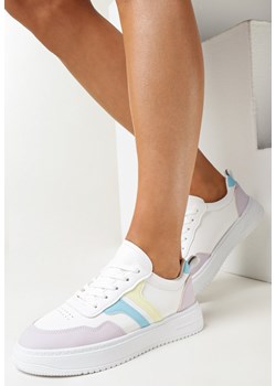 Biało-Fioletowe Sznurowane Sneakersy przed Kostkę z Kolorowymi Wstawkami Emerla ze sklepu born2be.pl w kategorii Buty sportowe damskie - zdjęcie 157043920