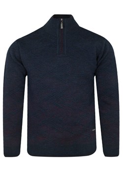Sweter Wełniany TROYER Bordowo-Granatowy z Wysokim Dekoltem na Zamek, Ciepły -TRIKKO SWKOWTRIKKO154lacibordo ze sklepu JegoSzafa.pl w kategorii Swetry męskie - zdjęcie 161281914