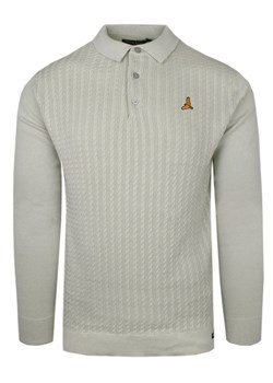 Lekki Męski Sweter Dzianinowy (styl: longsleeve polo) – Brave Soul - Oliwkowy Beż SWBRSAW23DILLINGERbarley ze sklepu JegoSzafa.pl w kategorii Swetry męskie - zdjęcie 164697804