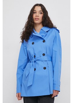 Tommy Hilfiger trencz bawełniany kolor niebieski przejściowy oversize WW0WW40481 ze sklepu ANSWEAR.com w kategorii Płaszcze damskie - zdjęcie 167375462