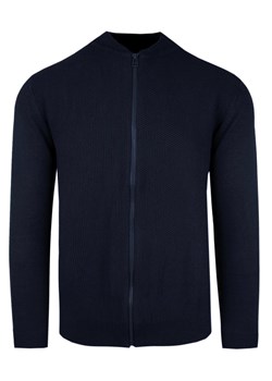 Lekki Sweter Męski Bawełniany na Zamek z Wysokim Dekoltem – Alties - Granatowy SWALTM08zameknavy ze sklepu JegoSzafa.pl w kategorii Swetry męskie - zdjęcie 169750542