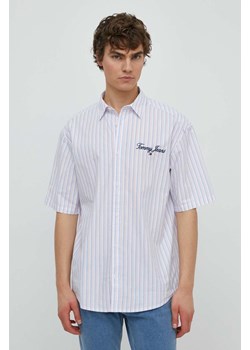 Tommy Jeans koszula bawełniana męska kolor biały relaxed z kołnierzykiem klasycznym DM0DM18955 ze sklepu ANSWEAR.com w kategorii Koszule męskie - zdjęcie 171323493