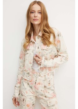 Guess kurtka jeansowa KALISA damska kolor beżowy przejściowa oversize W4YH26 D5E51 ze sklepu ANSWEAR.com w kategorii Kurtki damskie - zdjęcie 174282550