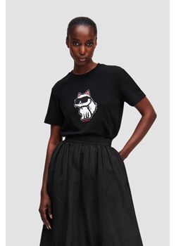 KARL LAGERFELD Czarny damski t-shirt Ikon Sketch Choupette, Rozmiar XS ze sklepu outfit.pl w kategorii Bluzki damskie - zdjęcie 179241494