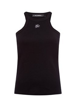 KARL LAGERFELD Top damski - Autograph Tank Kobiety Bawełna czarny jednolity ze sklepu vangraaf w kategorii Bluzki damskie - zdjęcie 179267212