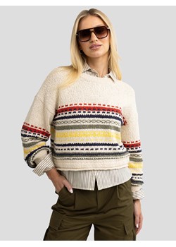 Sweter damski bawełniany w kolorowe paski kremowy Mixta 000 ze sklepu Big Star w kategorii Swetry damskie - zdjęcie 179582023