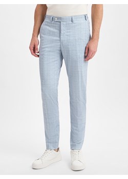Finshley & Harding London Męskie spodnie garniturowe - Hoxdon Mężczyźni Slim Fit jasnoniebieski w kratkę ze sklepu vangraaf w kategorii Spodnie męskie - zdjęcie 180179593