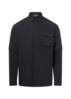 BOSS Green Koszulka męska - Glamping Mężczyźni Regular Fit granatowy jednolity ze sklepu vangraaf w kategorii Koszule męskie - zdjęcie 180325573