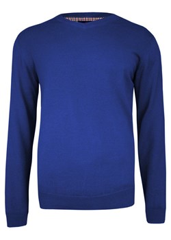 Sweter Chabrowy w Serek (V-neck), Klasyczny -Adriano Guinari- Męski, Niebieski SWADGAW20classicblue ze sklepu JegoSzafa.pl w kategorii Swetry męskie - zdjęcie 97964202
